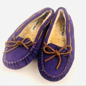 Minnetonka Purple Suede Leather Moccassins size 13